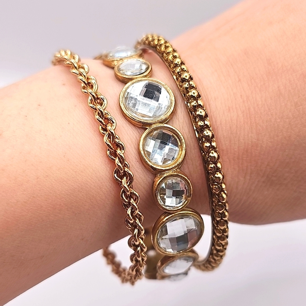 Goldtone Multi-textured Bangles